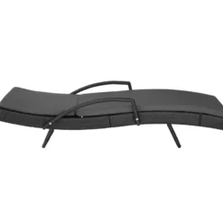 tectake Zonnebed Aluminium Rotan - 5x Verstelbare Rugleuning - Kussen - Zwart