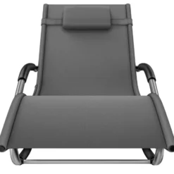 tectake Zonnebed Set van 2, Grijs, Weerbestendig, Met Kussens, Inclusief Zijvak