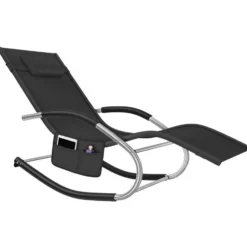 tectake Zonnebed Set Van 2, Weerbestendig, Met Kussens, Inclusief Zijvak, Zwart