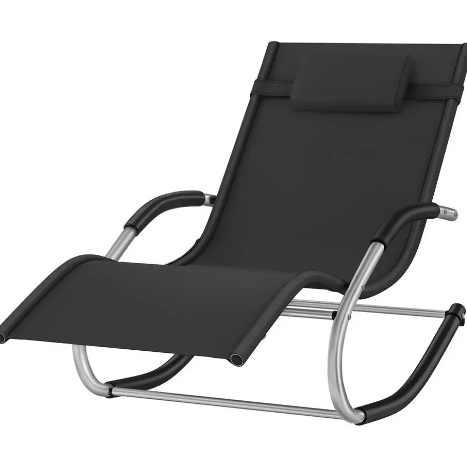 tectake Zonnebed Set Van 2, Weerbestendig, Met Kussens, Inclusief Zijvak, Zwart