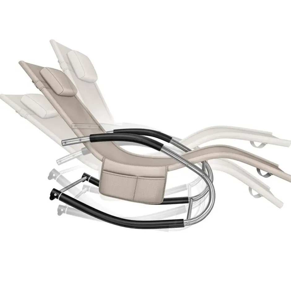 tectake Zonnebed Taya, ergonomisch, schommelfunctie, Beige