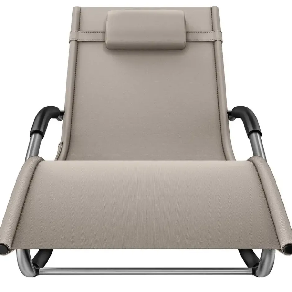 tectake Zonnebed Taya, ergonomisch, schommelfunctie, Beige