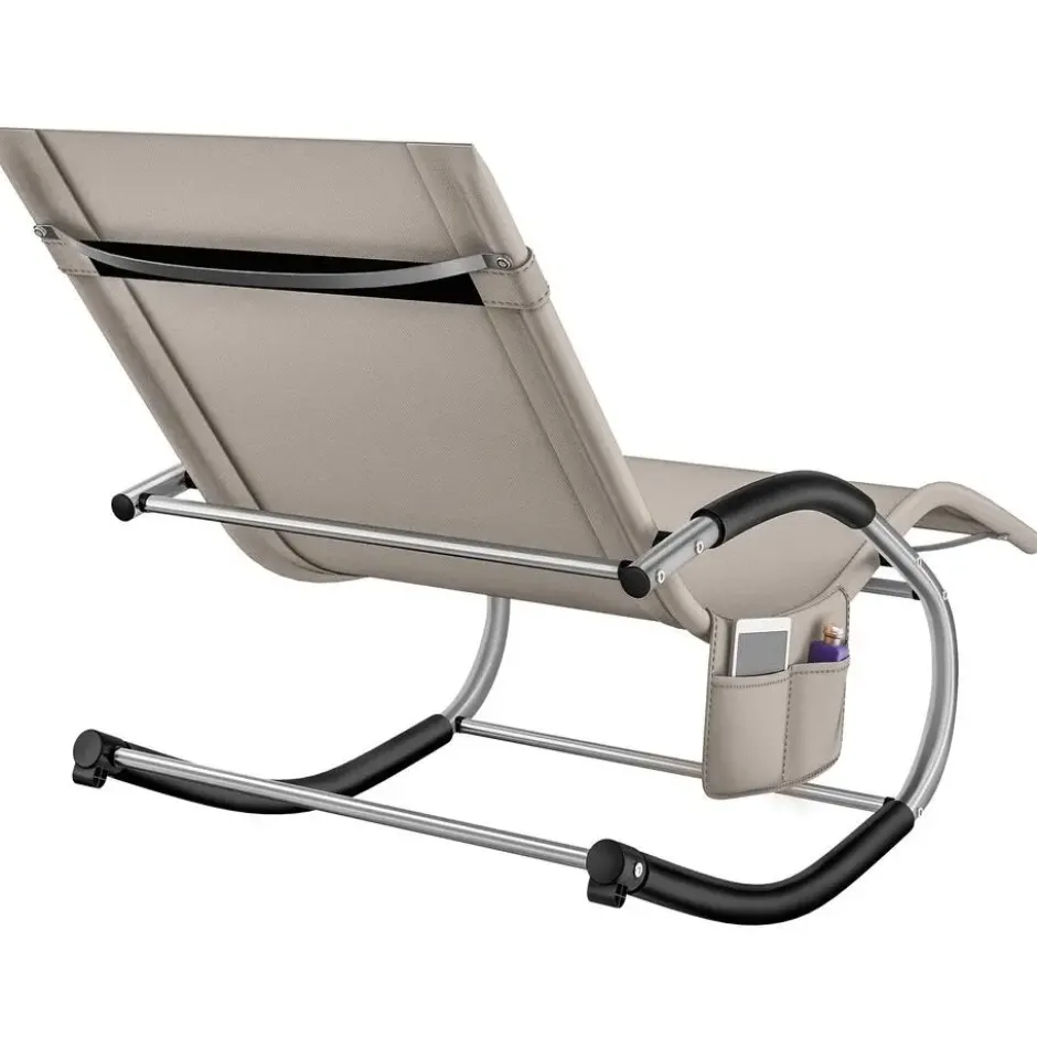 tectake Zonnebed Taya, ergonomisch, schommelfunctie, Beige