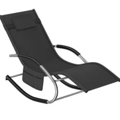 tectake Zonnebed Taya, ergonomisch, schommelfunctie, Zwart