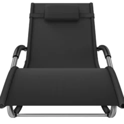 tectake Zonnebed Taya, ergonomisch, schommelfunctie, Zwart