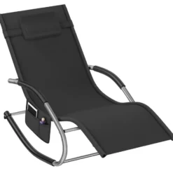 tectake Zonnebed Taya, ergonomisch, schommelfunctie, Zwart