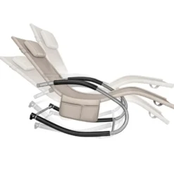 tectake Zonnebed Taya, ergonomisch, schommelfunctie, Beige