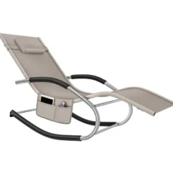 tectake Zonnebed Taya, ergonomisch, schommelfunctie, Beige