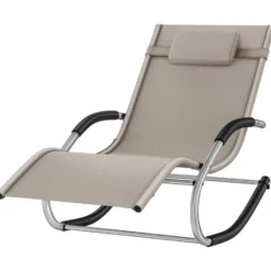 tectake Zonnebed Taya, ergonomisch, schommelfunctie, Beige