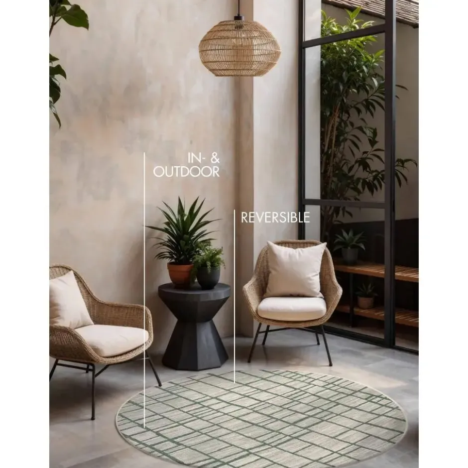 Ted Baker Rond Buitenkleed Haringey Groen Wit - 200 CM Ø