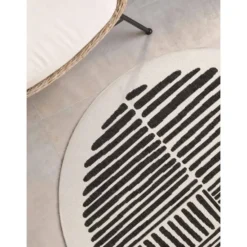 Ted Baker Rond Buitenkleed Haringey Zwart Wit - 160 CM Ø