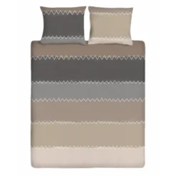 Ten Cate Katoenen Dekbedovertrek - 200x200/220 - Zig Zag Taupe