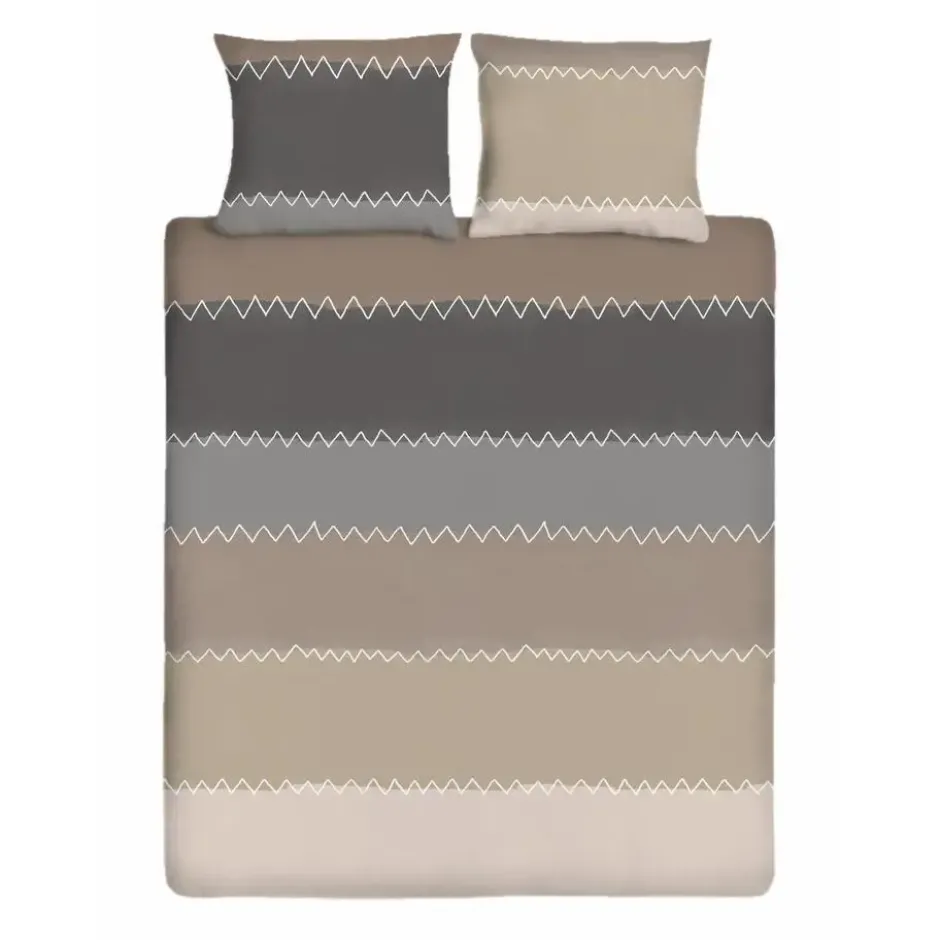 Ten Cate Katoenen Dekbedovertrek - 200x200/220 - Zig Zag Taupe