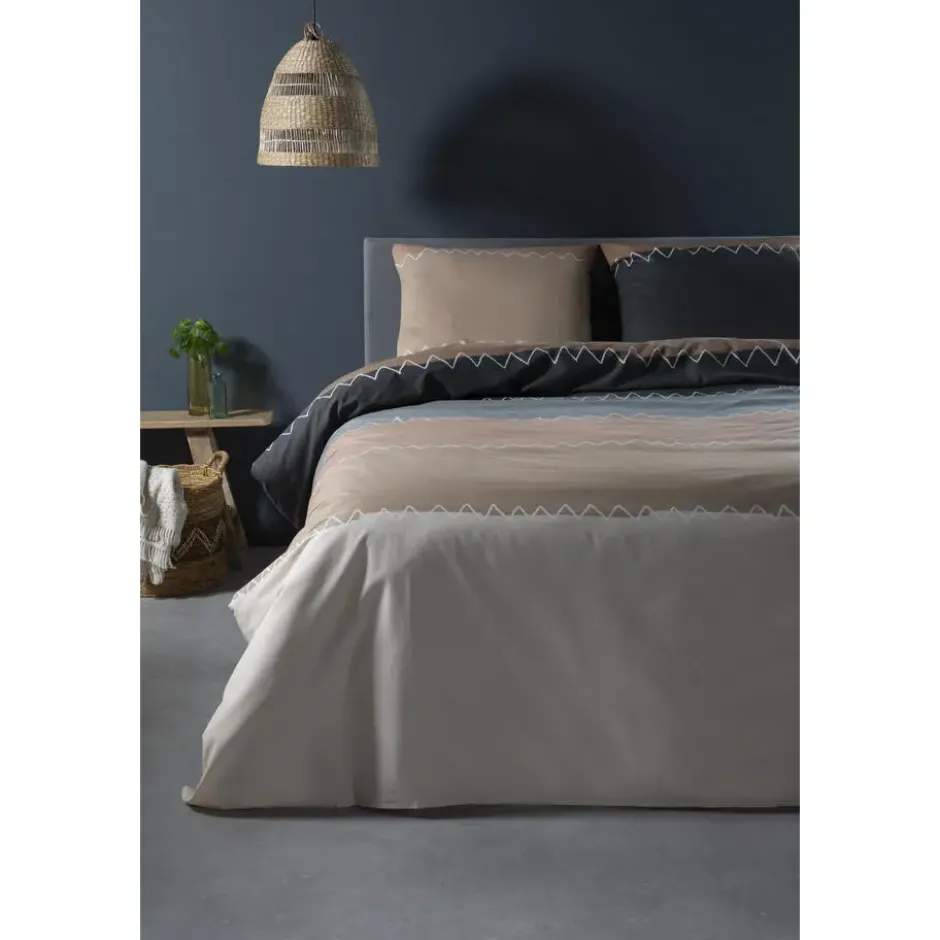 Ten Cate Katoenen Dekbedovertrek - 200x200/220 - Zig Zag Taupe