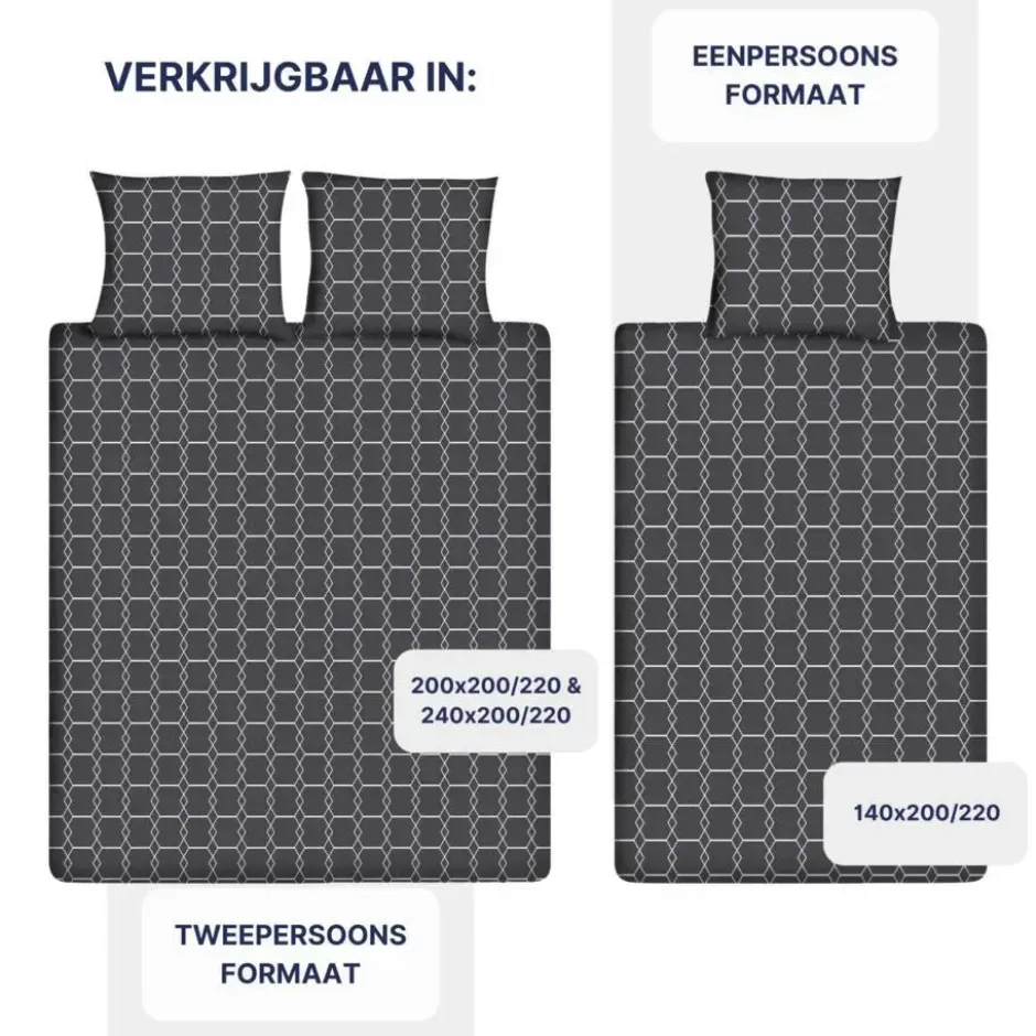 Ten Cate Katoenen Dekbedovertrek - 200x200/220 cm - Graphic Gray