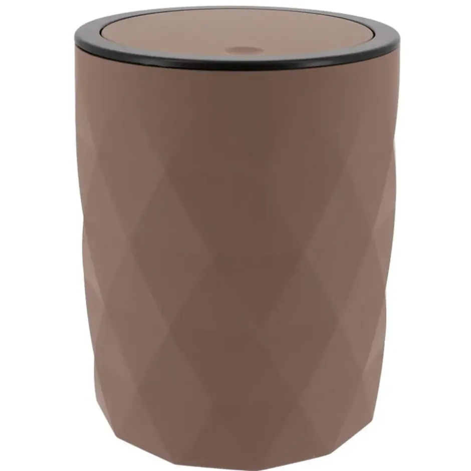 Tendance Badkamer prullenbak Diamond - bruin - 8 x 34 cm
