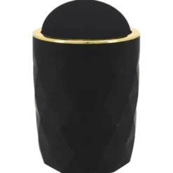 Tendance Badkamer prullenbak Diamond - zwart - 8 x 34 cm