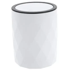 Tendance Badkamer prullenbak Diamond - wit - kunststof - 34 cm