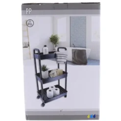 Tendance Keuken/badkamer trolley 3 laags - 38 x 26 x 77cm - zwart