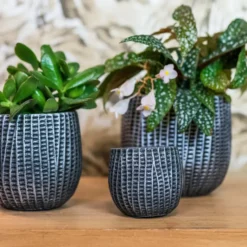Ter Steege Bloempot/plantenpot - binnen - zwart/metaal - D15/H13 cm