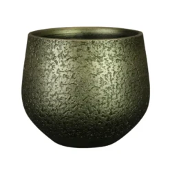 Ter Steege Plantenpot - keramiek - metallic donkergroen - 23x20cm