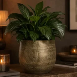 Ter Steege Plantenpot - metal look - goudkleurig - 26 x 25 cm
