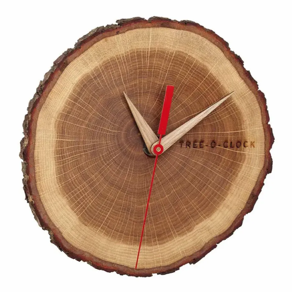 TFA boomschijf/boomstam wandklok - eikenhout - naturel - Dia 18 cm