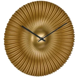 TFA radio gestuurde wandklok - kunststof - goud - Dia 18 cm