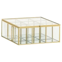 Theedoos - glas/metaal - goud