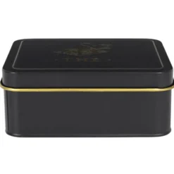 Theedoos 6-vaks - zwart - metaal - 18 x 15 x 7 cm - theekist