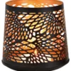 Theelichthouder - zwart met goud - metaal - 13 cm