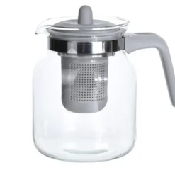 Theepot - met filter - grijs - glas - 1500 ml