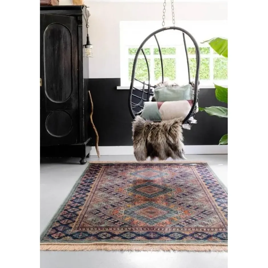 Tier Vintage vloerkleed Khepera groen met franjes - 300 x 200 cm