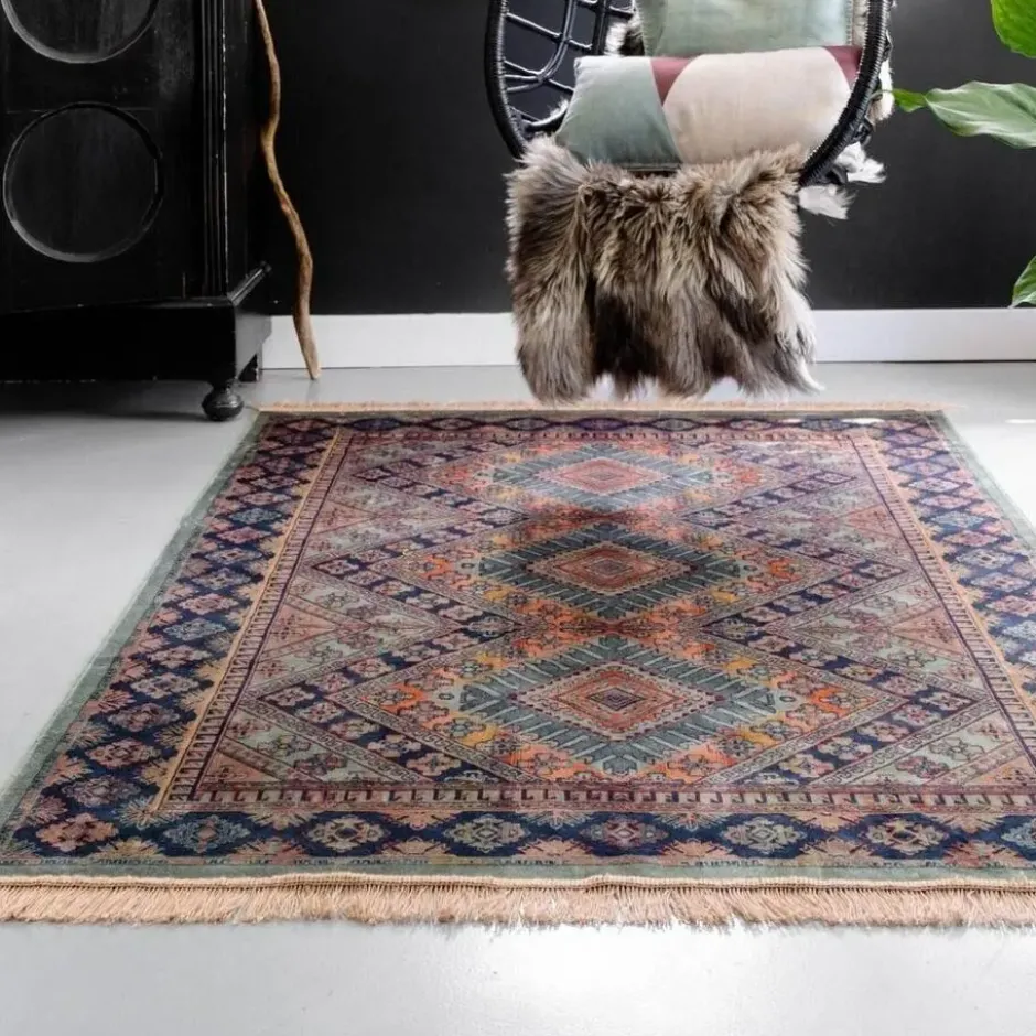 Tier Vintage vloerkleed Khepera groen met franjes - 300 x 200 cm