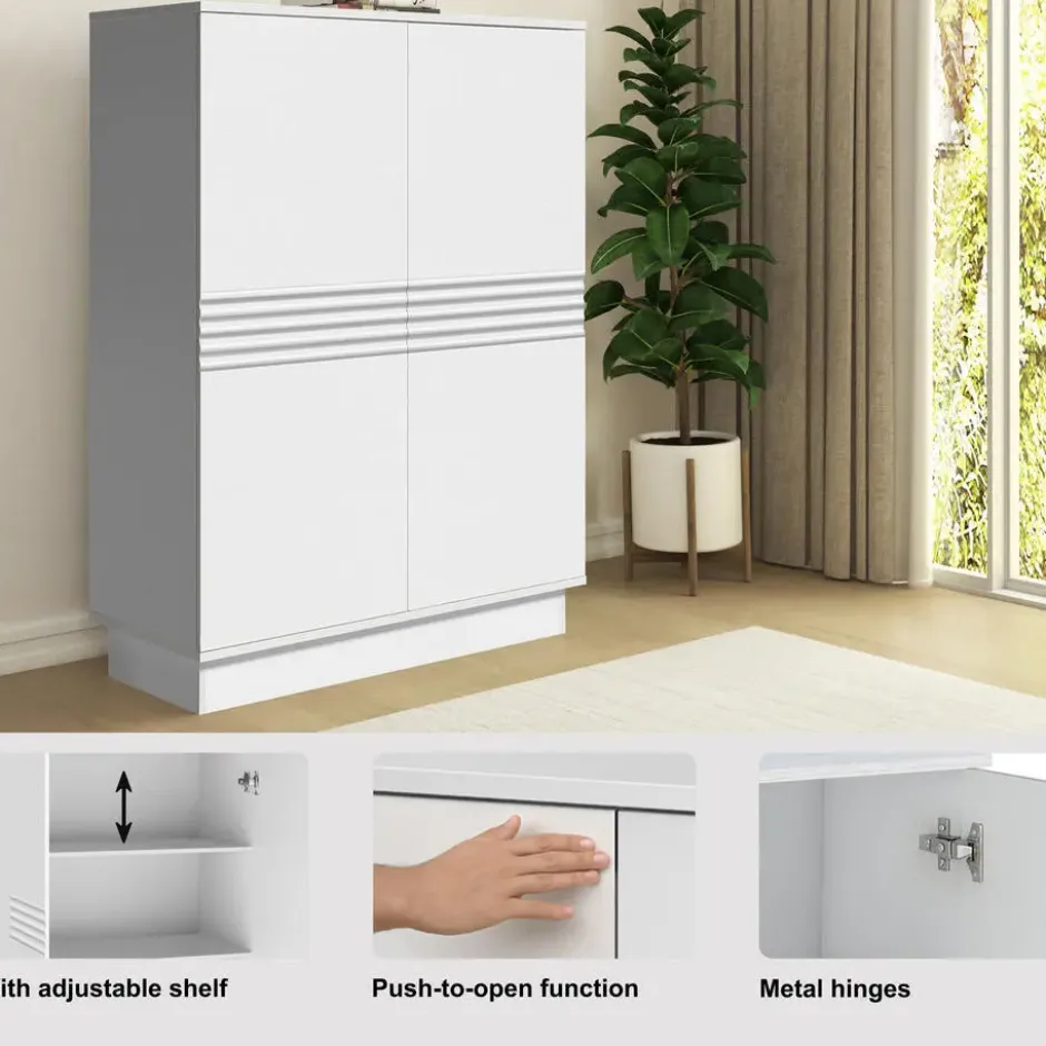 Toro-Hoge kast met 2 deuren in wit