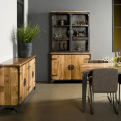 Tower living vitrinekast Basto 4 drs mango naturel matt 120x45x210cm