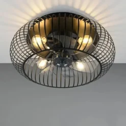 Trio Leuchten Plafondventilator Johanna - 4 lichts - zwart - 61x25.5 cm