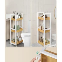 Trolley - Badkamer Trolley - 80 x 30 x 20 - Wit - Opbergrek - Serveerwagen