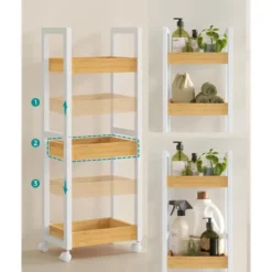 Trolley - Badkamer Trolley - 80 x 30 x 20 - Wit - Opbergrek - Serveerwagen