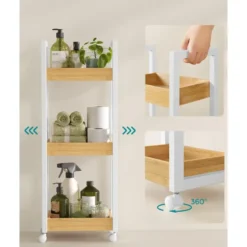 Trolley - Badkamer Trolley - 80 x 30 x 20 - Wit - Opbergrek - Serveerwagen