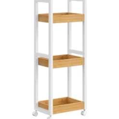 Trolley - Badkamer Trolley - 80 x 30 x 20 - Wit - Opbergrek - Serveerwagen