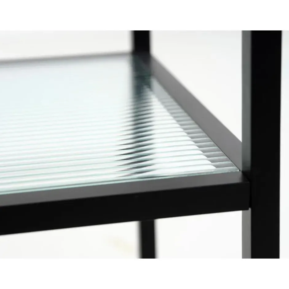 Trolley Zwart Metaal/Glas - 70x42x85cm - Bronco