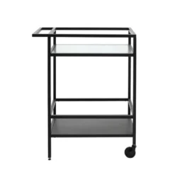 Trolley Zwart Metaal/Glas - 70x42x85cm - Bronco