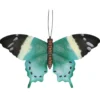 Tuindecoratie muurvlinder - zwart / blauw - metaal - 44 cm