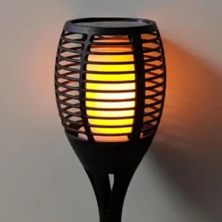 Tuinfakkel - solar - LED - zwart - 77 cm