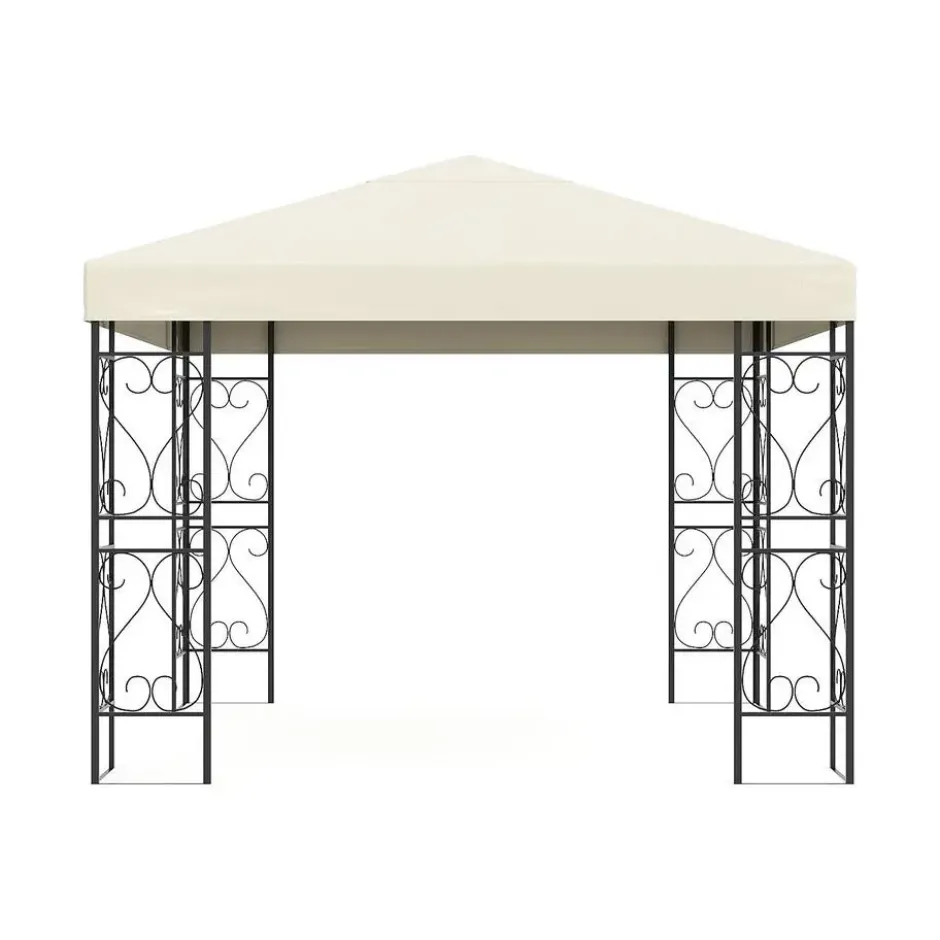 Tuinpaviljoen FIDALA - 300 cmx300 cmx260 cm - Zwart Stof Metaal