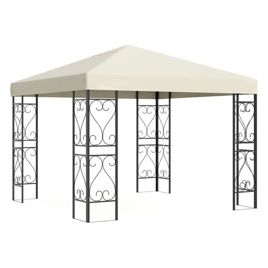 Tuinpaviljoen FIDALA - 300 cmx300 cmx260 cm - Zwart Stof Metaal