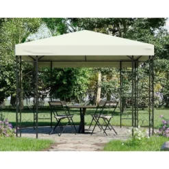 Tuinpaviljoen FIDALA - 300 cmx300 cmx260 cm - Zwart Stof Metaal