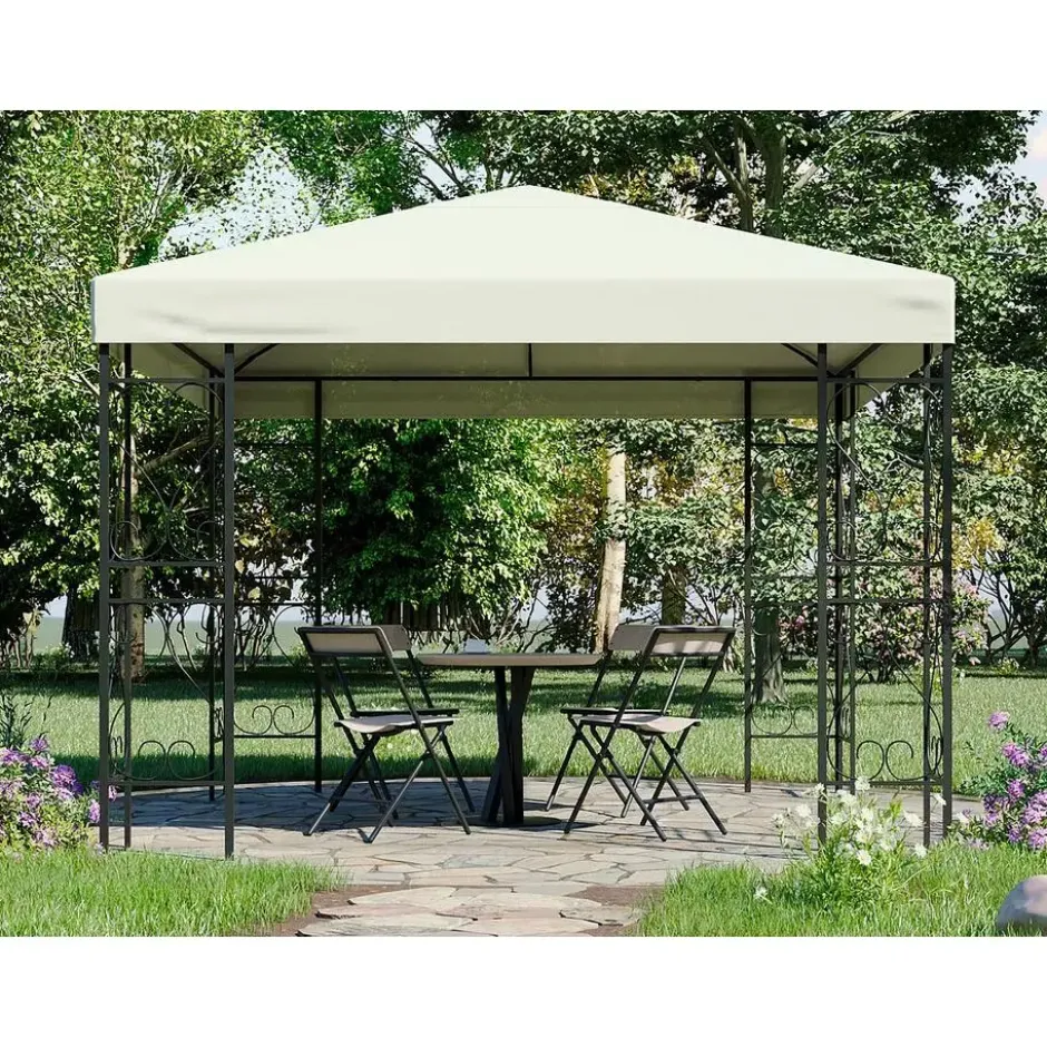 Tuinpaviljoen FIDALA - 300 cmx300 cmx260 cm - Zwart Stof Metaal