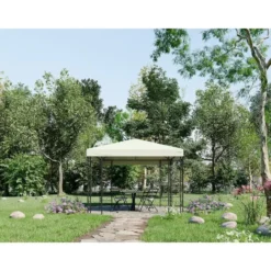 Tuinpaviljoen FIDALA - 300 cmx300 cmx260 cm - Zwart Stof Metaal